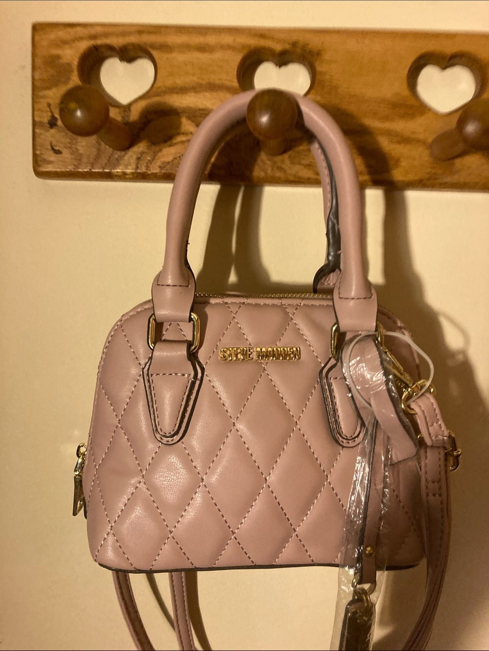 Steve Madden Quilted Mini Satchel in Dusty Pink